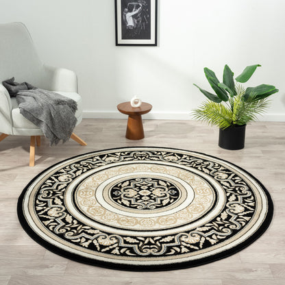 Royal Black Round Rug
