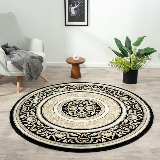 Royal Black Round Rug