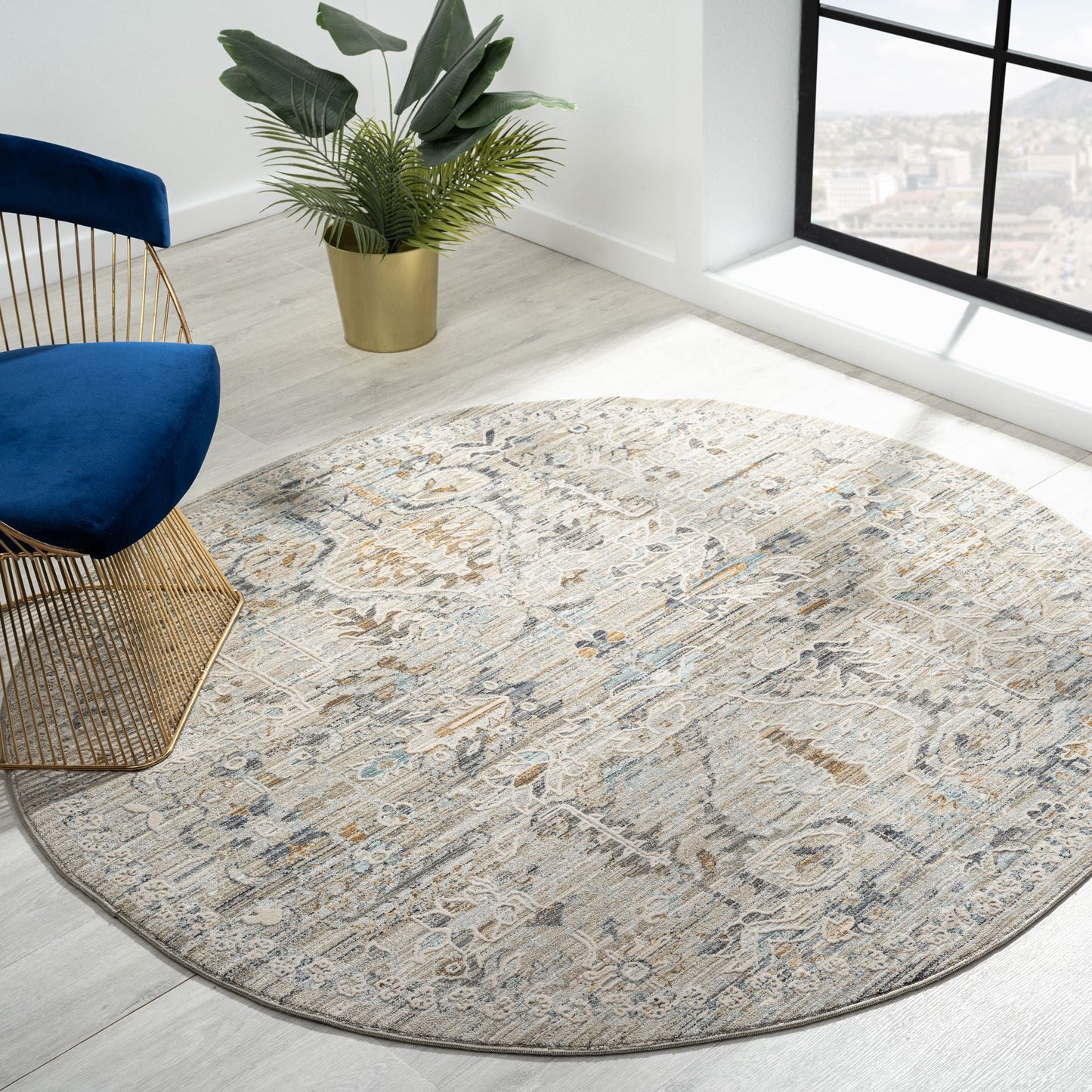 Aubrey Taupe Round Rug