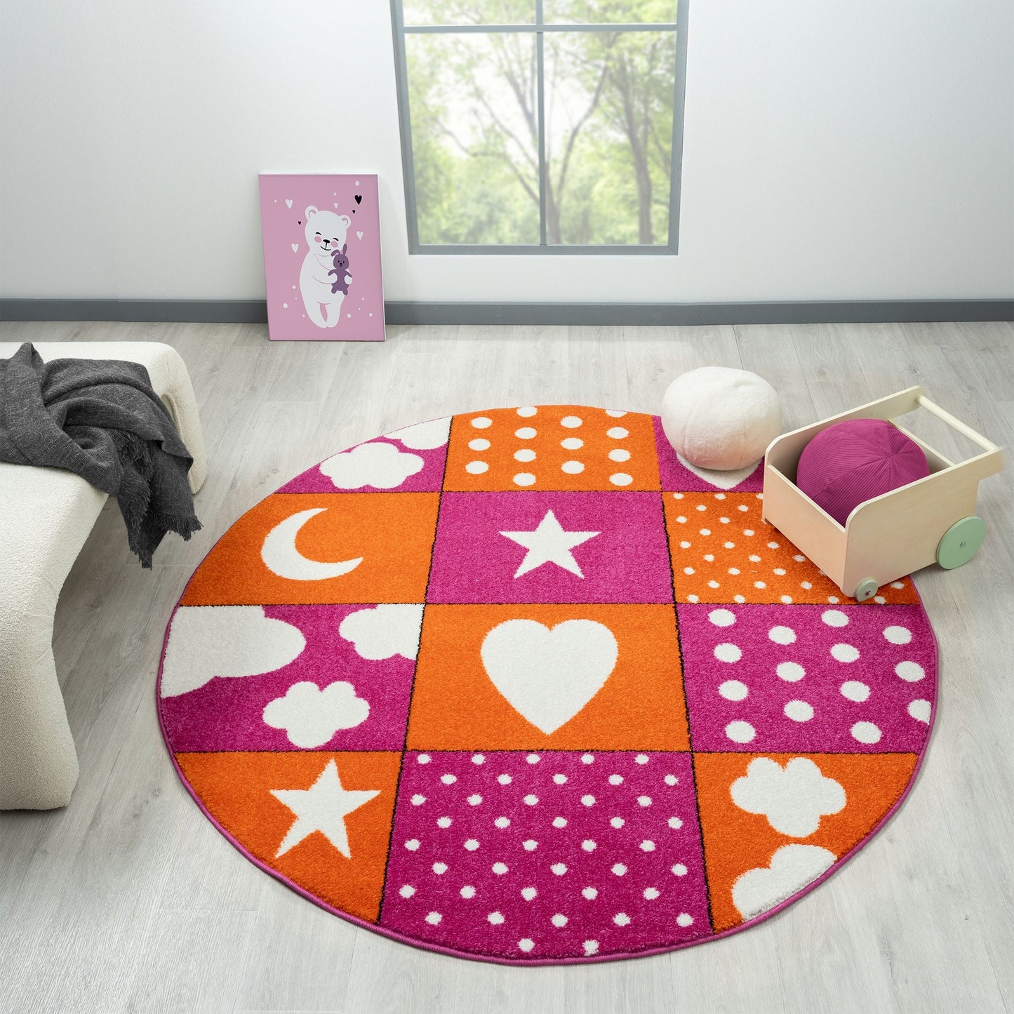 Kidsville Pink Round Rug