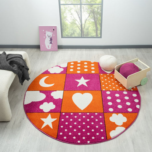 Kidsville Pink Round Rug