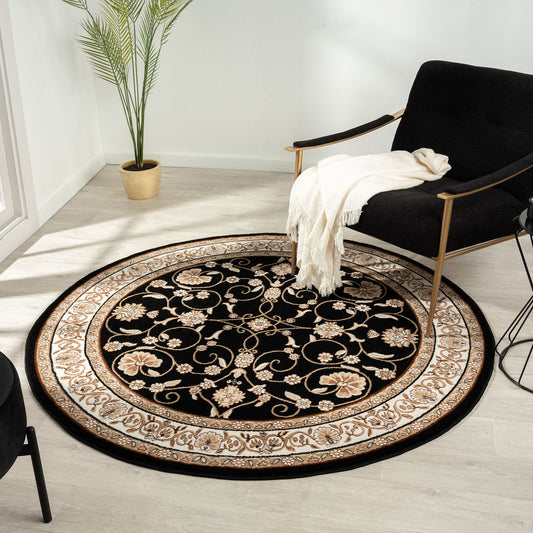 Estate Black Round Rug